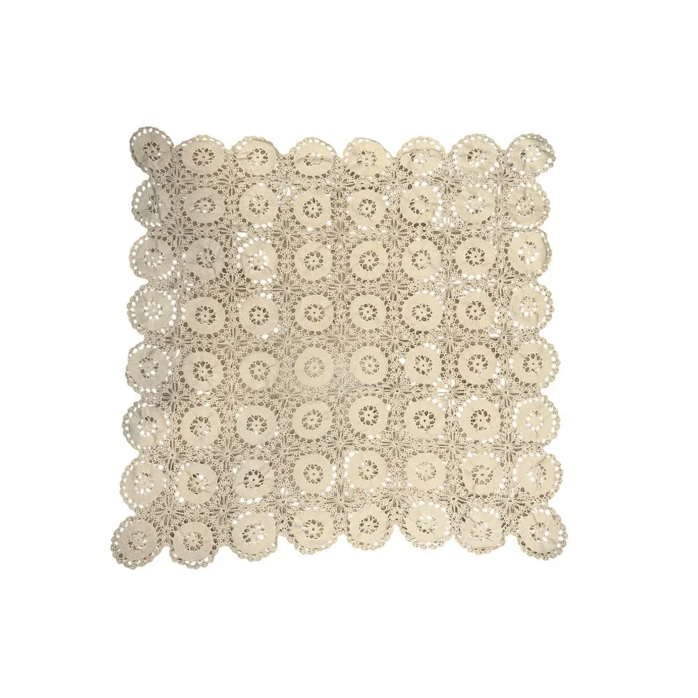 Unbranded Crochet Tablecloth Square Cream Vintage Scalloped Lace Doily
